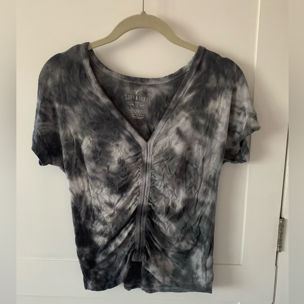Gray and white tye dye shirt